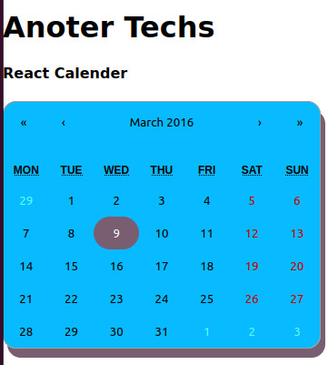 React Calender Custom Style