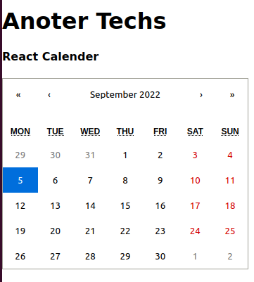 React Calender default css